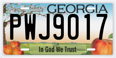 GA license plate PWJ9017