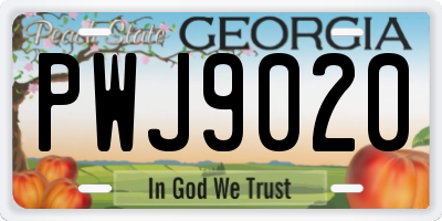 GA license plate PWJ9020