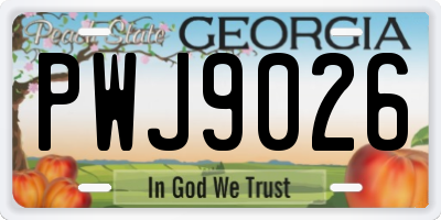 GA license plate PWJ9026