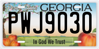 GA license plate PWJ9030
