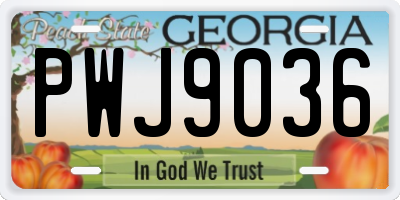 GA license plate PWJ9036