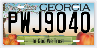GA license plate PWJ9040