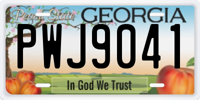 GA license plate PWJ9041
