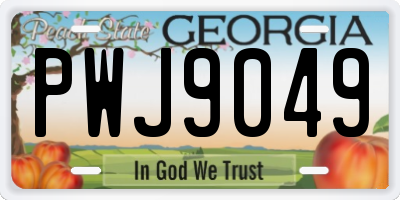 GA license plate PWJ9049