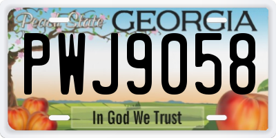 GA license plate PWJ9058