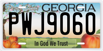 GA license plate PWJ9060