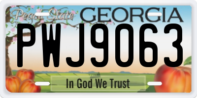 GA license plate PWJ9063