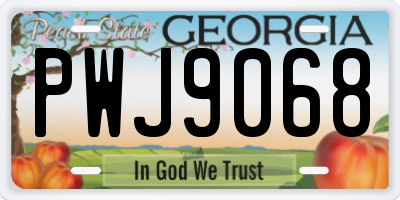 GA license plate PWJ9068