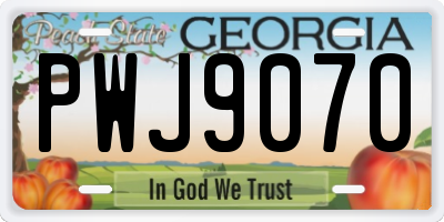 GA license plate PWJ9070