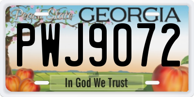 GA license plate PWJ9072