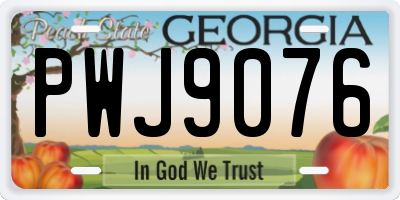 GA license plate PWJ9076