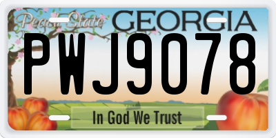 GA license plate PWJ9078