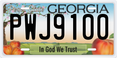 GA license plate PWJ9100