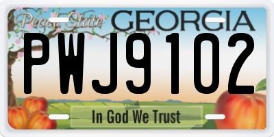 GA license plate PWJ9102