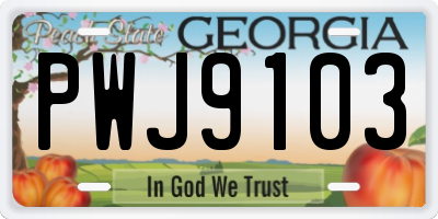 GA license plate PWJ9103