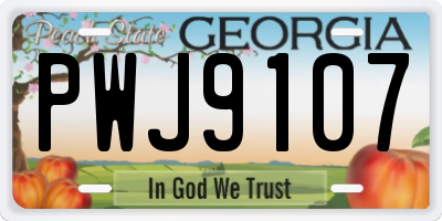 GA license plate PWJ9107