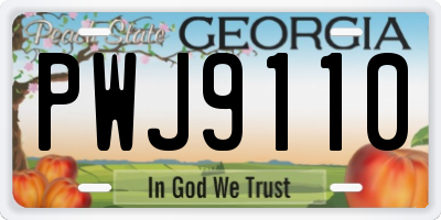 GA license plate PWJ9110