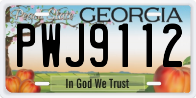 GA license plate PWJ9112