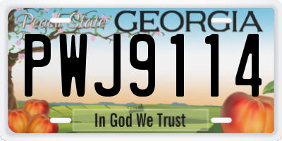 GA license plate PWJ9114