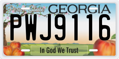 GA license plate PWJ9116