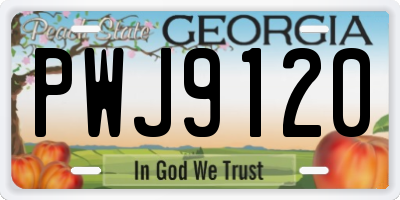 GA license plate PWJ9120
