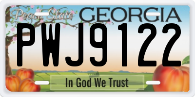 GA license plate PWJ9122