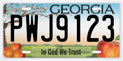 GA license plate PWJ9123