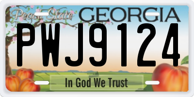 GA license plate PWJ9124