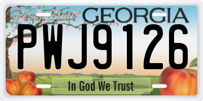 GA license plate PWJ9126