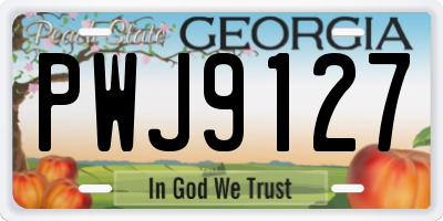 GA license plate PWJ9127