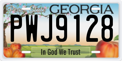 GA license plate PWJ9128
