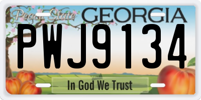 GA license plate PWJ9134