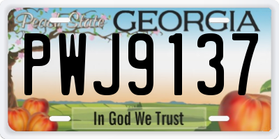 GA license plate PWJ9137