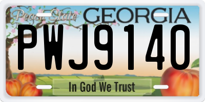 GA license plate PWJ9140
