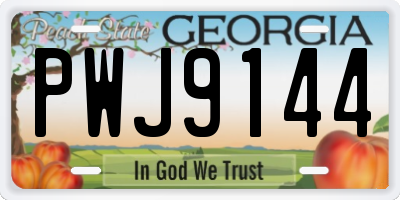 GA license plate PWJ9144