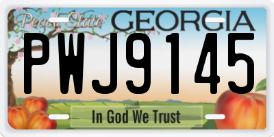 GA license plate PWJ9145