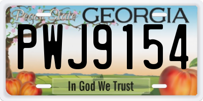 GA license plate PWJ9154