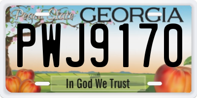 GA license plate PWJ9170