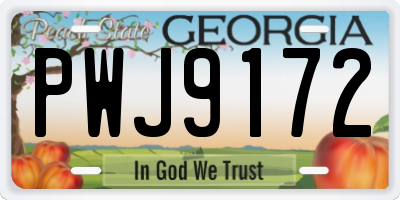 GA license plate PWJ9172