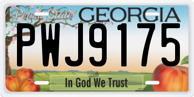 GA license plate PWJ9175