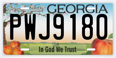 GA license plate PWJ9180