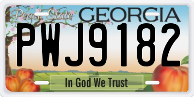 GA license plate PWJ9182