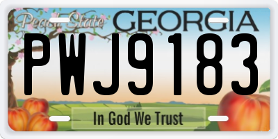 GA license plate PWJ9183