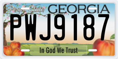 GA license plate PWJ9187