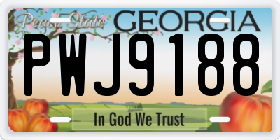 GA license plate PWJ9188
