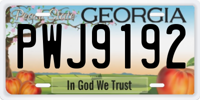 GA license plate PWJ9192