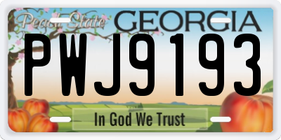 GA license plate PWJ9193