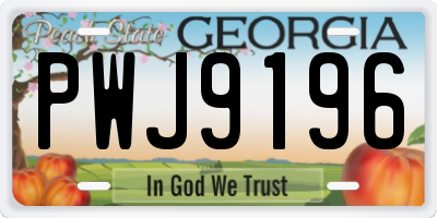 GA license plate PWJ9196