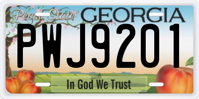GA license plate PWJ9201