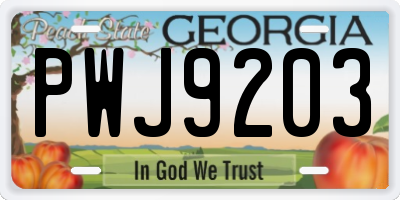 GA license plate PWJ9203